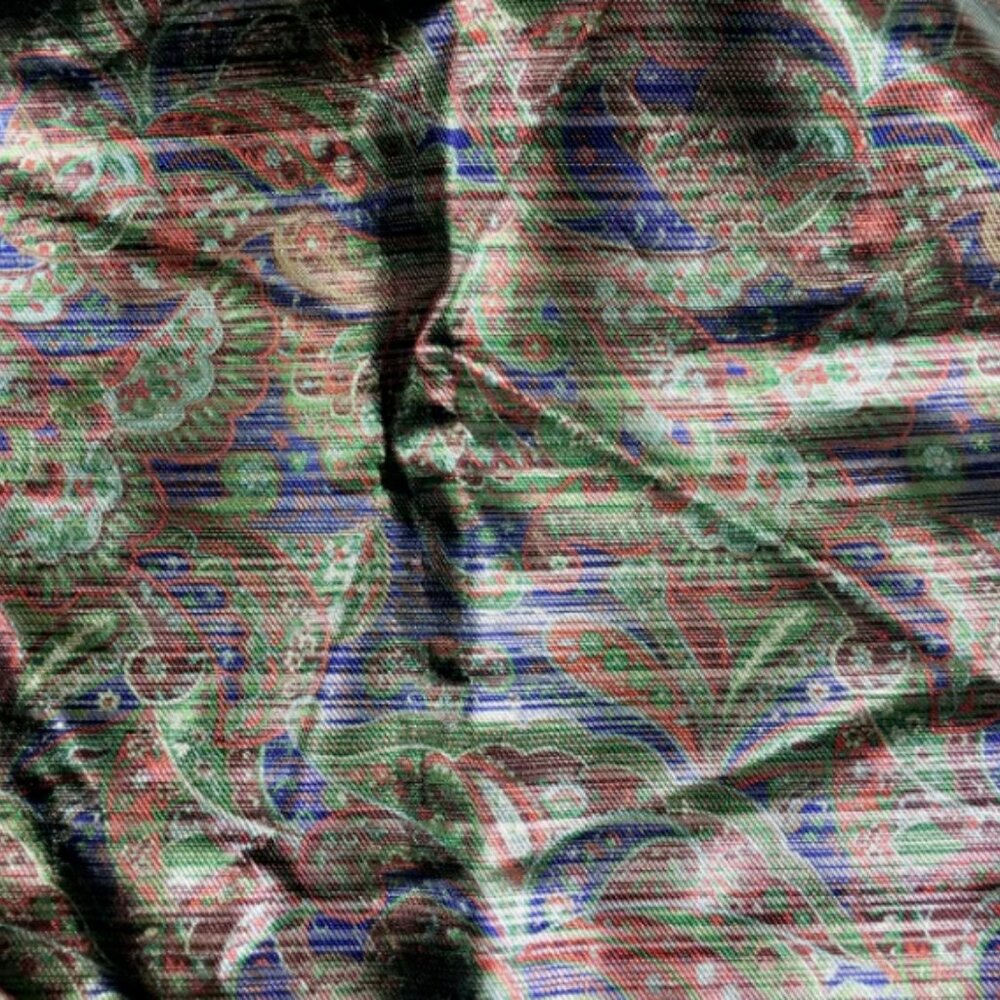 Vintage Metallic Lamé Fabric Scarf Shiny Paisley Party Statement Holiday - Picture 5 of 6